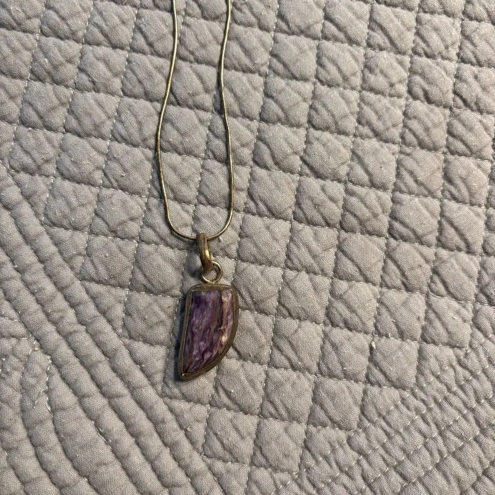 Vintage Sterling Silver Charoite Pendant w/24